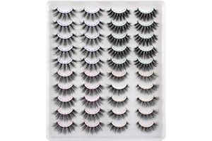 JIMIRE 20 Pairs False Eyelashes 4 Styles Fluffy Eyelashes Pack 3D Volume Faux Mink Lashes Packs