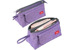 Ahlirmoy Pencil Case with 2 Large Compartments Pocket Big Capacity Pencil Pouch Holder Pen Case Makeup Bag School Supplies Office Stationery Storage Gift for High School Students Girl Boy Adult Teen