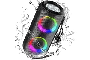 ORAOLO Cassa Bluetooth Portatile, Dual LED Lights Bluetooth Speaker Modi LED Batteria 24 Ore BT5.3 Ingresso AUX Impermeabile IPX6 Altoparlante Bluetooth