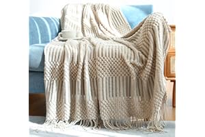Hayisugal Tagesdecke Wohndecke Boho Decke weich Gestrickte Decke Wendedecke Kuscheldeck Sofadecke Couchdecke überwurf Decke, Khaki, 130 x 150cm