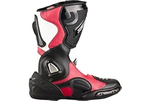 ‎XLS XLS Motorradstiefel, Racing Boots aus Echtleder, Herren Motorradschuhe in schwarz/weiß, wasserabweisend, inkl. Knöchelschutz