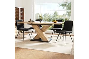 Merax Dining table 119-158.5×80x75cm, Extendable Kitchen Table, elegant wood grain design, solid table base, for 6-8 People, for Home & Office, Oka