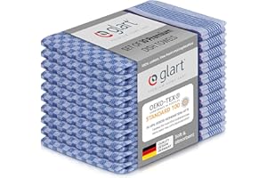 Glart Kitchen Towels, Pack of 10 Light Blue Tea Towels, 50 x 70 cm, 100 Percent Cotton, High-Absorbent Kitchen Cloths