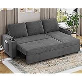 Devoko Sof&aacute; Cama Chaise Longue, Sof&aacute; de Sal&oacute;n Cheslong de 3 Plazas Convertible en Cama, con Almacenamiento Integrado y Portav