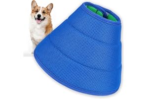 NICECONE Soft Dog Cone Collar for Medium Dogs, Adjustable Breathable Elizabethan E-Collar, Recovery Cone with Blue/Green Mesh to Stop Licking Wounds, Comfortable & Lightweight Pet Protective Collar, M