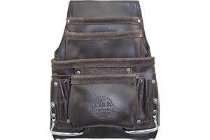Graintex PS1234 10 Pocket Tool Pouch Oil Tanned Leather for Constructors, Electricians, Plumbers, Framers