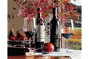TISHIRON DIY Paint by Numbers for Adults, Red Wine Painting by Numbers, Fruit Adults Paint by Numbers, 16x20 Inch Painting by Number with Brushes Acrylic Pigment, Arts Craft Frameless