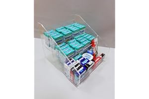 Astroplastic Espositore contenitore trasparente in plexiglass da banco a scaletta 3 piani porta caramelle, snack, gomme, accendini