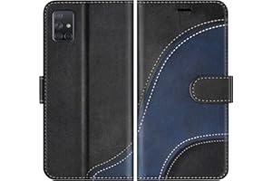 BoxTii Hülle für Galaxy A51, Leder Handyhülle für Samsung Galaxy A51, Ledertasche Klapphülle Schutzhülle mit Kartenfächer und Magnetverschluss, Schwarz