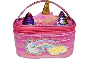 Girabrilla Puffer Unicorn Case Magenta, 1 mini Porta Oggetti Magenta con Unicorno iridescente