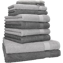 Betz Lot 10 Serviettes Invité 30x50 Cm 100% Coton Premium - Gris Anthracite & Rouge