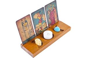 Curawood Tarot Card Holder Stand - Display Your Daily Affirmation Cards - Wooden Tarot Card Stand - Tarot Accessories - Tarot Board Altar Stand - Pagan & Wiccan Altar Supplies - Witchy Room Decor