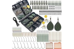 JSHANMEI 217 Stück/Box Karpfenangel-Zubehör in Angelbox, Anti-Verhedderung, Angelschnur-Ausrichtung, Köderschraube, Stopers, Karpfenhaken, Eisen-Gewichte für Karpfenangeln, Köderherstellung,