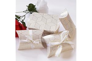 RUIYWEN 50 Cajas Papel Pequeña con 50 Cintas, Cajas de Dulces para Guardar Regalos Pequeños, para Día de San Valentín, Invitados de Boda, Decoraciones de Mesa (Dorado y Blanco)