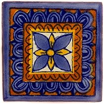 Mattonelle Messicane Talavera Fatte A Mano - 5x5cm, Smaltate, Decorazione Serigrafata, Per Pareti E Paraspruzzi - Foto 3