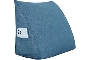 VERCART Keilkissen Bett Großes Rückenkissen Bett Kopfteil Bequemes Lesekissen für Bett und Sofa 2 in 1 Rückenlehne und Kopfkissen Couchkissen Langes XXL Lendenkissen Leinen 45cm Blau