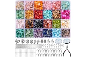 HONGTEYA 1073 Pcs Crystal Jewellery Making Kit Natural Gemstone Chip Beads Irregular Crushed Crystal Pieces 5-7mm Stone Bead Drilled Beads
