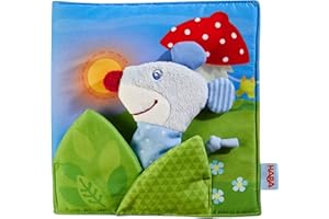 HABA 304211 – książka materiałowa "Dobranoc", wiele radości z opowiadania dla dzieci od 6 miesięcy, łącznie z myszką jako figurką na palec, świetny prezent z okazji narodzin i chrztu