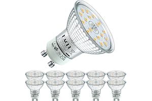 EACLL Zestaw 10 żarówek GU10 LED 4000 K 4,9 W zastępuje żarówki halogenowe 75 W, neutralna biel 585 lumenów, AC 230 V, bez migotania, kąt świecenia 120 stopni, bez możliwości ściemniania