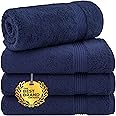 Hotel & Spa Quality 100% Turkish Genuine Cotton, Absorbent & Soft Decorative Luxury 4-Piece Bath Towel Set by United Home Textile, Navy Blue