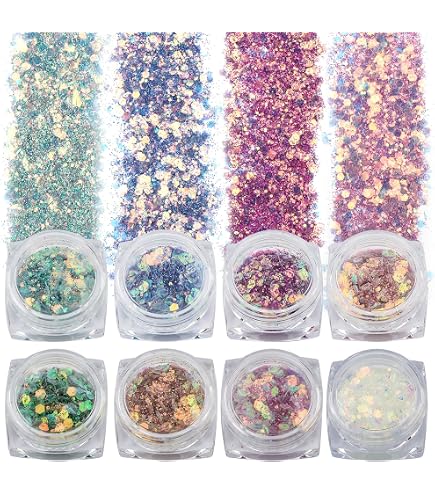 DBOO Holografischer Glitzer 24 Farben – Sechseckige Glitzerflocken Für Nails, Make-up, Resin & DIY, 5 Ml Pro Glas