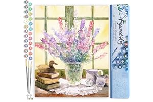 Figured'Art Pintar por Numeros Adultos Ramo de lupino - Manualidades pintura acrilica Kit Cuadro DIY completo - 40x50cm sin bastidor