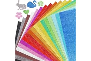 Wenrescry 40 Stück Glitzerpapier A4 Set – Buntes Glitterpapier zum Basteln und Gestalten, 20 Farben, 250g/m² Bastelpapier für Scrapbooking, Grußkarten und DIY-Projekte