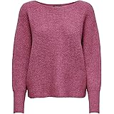 Only Loose fit gebreid jack met V-hals, model 'ZOEY' in oudroze