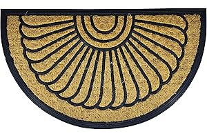 HOME ZEN HOUSEHOLD LINEN Zerbino art SPIDER IN fibra di cocco con stampe fantasiose tappeto ingresso casa asciuga passo con retro pvc per esterno e interno (40X70 CM MEZZALUNA SPIRALE)