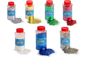 CRAFTPLAY Glitter | 100 Gram tub | Shaker lid for Easy Pouring | Arts and Crafts | Glitter Art | Pack of 6 Assorted Colours