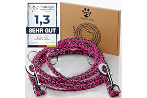 Testnote: Sehr gut - Hundeleine reflektierend I 2m, verstellbar, wetterfest & reißfest bis 250 kg I Paracord Führleine, Umhängeleine I kleine - große Hunde