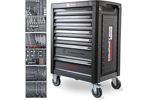 WIDMANN PROFESSIONELLE WERKZEUGE WIDMANN Tool Trolley Cabinet with 233pcs Tools Steel Workshop Storage Chest Carrier ToolBox (TC7-6) (Grey)