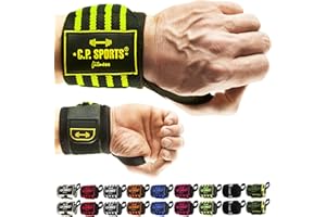 C.P.SPORTS C.P. Sports Handgelenk-Bandagen Strongman Bodybuilding I mit starkem Klettverschluss & Daumenspannschlaufe I Handgelenkstütze für Sicherheit & max. Stabilität bei Fitness & Kraftsport I 8 Farben