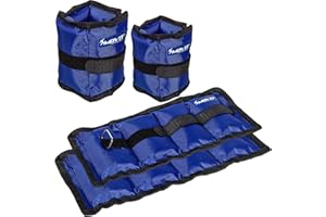 MOVIT Pesi Polsi e Caviglie - Set 4 Pezzi: 2x0,5kg o 2x1kg, Blu, Rosso, Nero - Cavigliere Palestra, Polsini, Fitness, Allenamento di Forza, Pesi da Corsa, per Gambe, Braccia