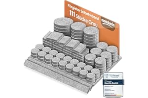 moinkerin Filzgleiter Selbstklebend 111 Stücke Filzgleiter für Stühle Mit Klebkraft Filzunterlagen für Möbelfüße 5mm Dicke Geräuschdämpfung & Kratzschutz Möbelgleiter Schneiden Sie Jede Form Grau