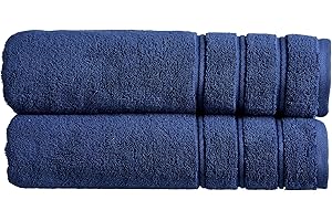 Christy Antalya Large Bath Sheets | Set of 2 | 100% Turkish Cotton | 600GSM | Soft Plush Luxury Bath Towels | 90cm x 150cm | Quick Dry | Denim Blue
