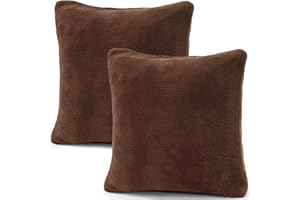 CelinaTex 2er Set Kissenbezug 80x80 cm Doppelpack Coral Fleece Kissenhülle, Kopfkissenbezug Kissen Überzug Comfortable dunkel braun 5001358