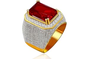 Uloveido Männer große Rechteck simulierte schwarze Onyx Hip Hop Ring, vergoldet breite Hochzeit Verlobungs Band