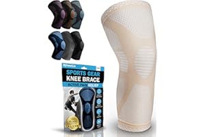 POWERLIX Wsparcie kolana dla kobiet, mężczyzn, opaska uciskowa na kolano, na zapalenie stawów, ból stawów, uraz więzadła, zapalenie ścięgna, do biegania, przysiadów, sportu, Beżowy XL