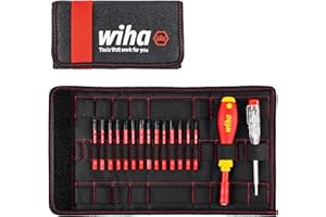 Wiha Schraubendreher und Bit Set slimVario (36068) 17 tlg. in Falttasche | VDE Elektriker | ( Schlitz, Kreuzschlitz, Torx, PlusMinus, Spannungsprüfer)