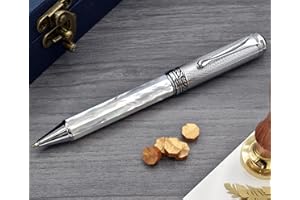 Xezo Maestro Twist-Action Executive Stylo à bille Pointe moyenne Série cadeau Nacre blanche Guilloche gravée en série. Unique