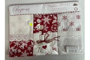 GENERICO PREZIOSA HOME Set 3 strofinacci Natalizi 50 x 70 cm fantasie di Natale Art. Rudolph ricamato con applicazione e pizzo (CHRISTMAS COLLECTION) VARIANTE 3