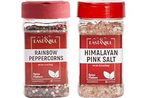 Eastanbul Salt and Pepper for Grinder Refill, Rainbow Peppercorns Whole 140g & Pink Himalayan Salt 350g, Rainbow Peppercorns for Grinder Refill, Natural Himalayan Pink, Spice Buddies Series