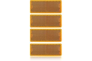 DARKGUARD Rectangular Reflectors Stick On Orange Square Reflector Self-Adhesive Rear Reflector for Tractor Trailer Cat's Eye with E11 Certification Mark 85x30x10mm (3.3x1.2x0.4in) (Orange Square