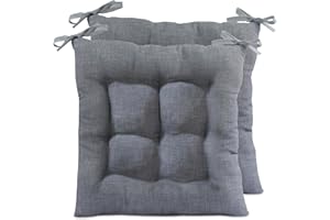 TIENDA EURASIA – Pack de 2 Cojines para Asiento de Exterior | 50% Algodón 50% Poliéster | Funda Tela Lavable | Cremallera | Relleno Fibra Acolchada | Cojines Exterior Jardin (Gris Claro, 60 x 60 cm)