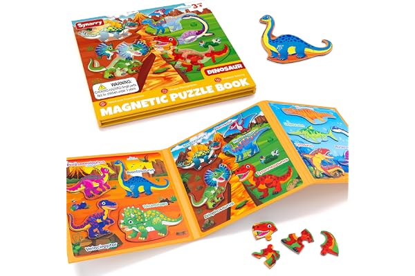 SYNARRY Dinosaurie 3D magnetiska pussel för barn 3-5