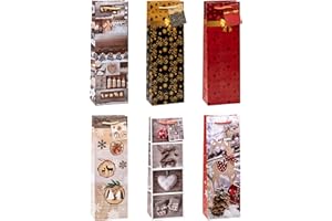 TSI Sac cadeau pour Noël, lot de 12, taille : bouteille (36 x 12 x 8 cm), N° d'art. 83289