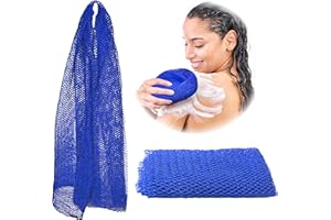 Adeton Afrikanisches Peeling-Netzschwämme, authentisch, echt, Körperpeeling, langes Waschtuch, Körperpeeling, 17 Farben, Sapo, Duschzubehör, Rückenschalpeling, flacher Hautentferner (Marineblau)