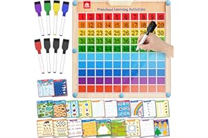 Coogam Montessori Tableau à cent pour l'écriture manipulative en bois, jouets Montessori chiffres de 1 à 100, pratique de l'écriture de l'alphabet pour activité éducative préscolaire, jeu