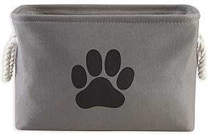 Bone Dry Nadruk łapy składany poliestrowy kosz do przechowywania zwierząt domowych, prostokątny mały – 35 x 20 cm, nadruk łapy szary